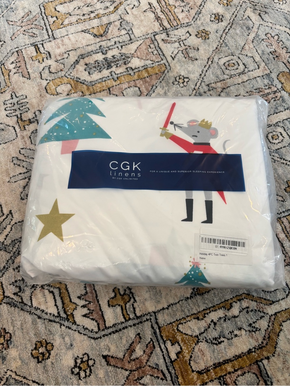 Christmas Twin Sheet Set New Tree Mouse Star Microfiber By CGK Linens